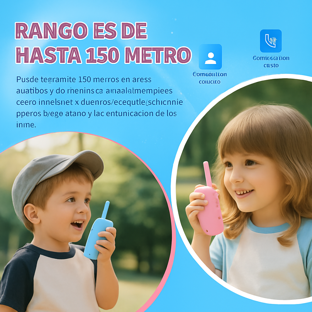 Walkie Talkie Niños Videollamada Pantalla Recargable Tipo C VWK-2 Par