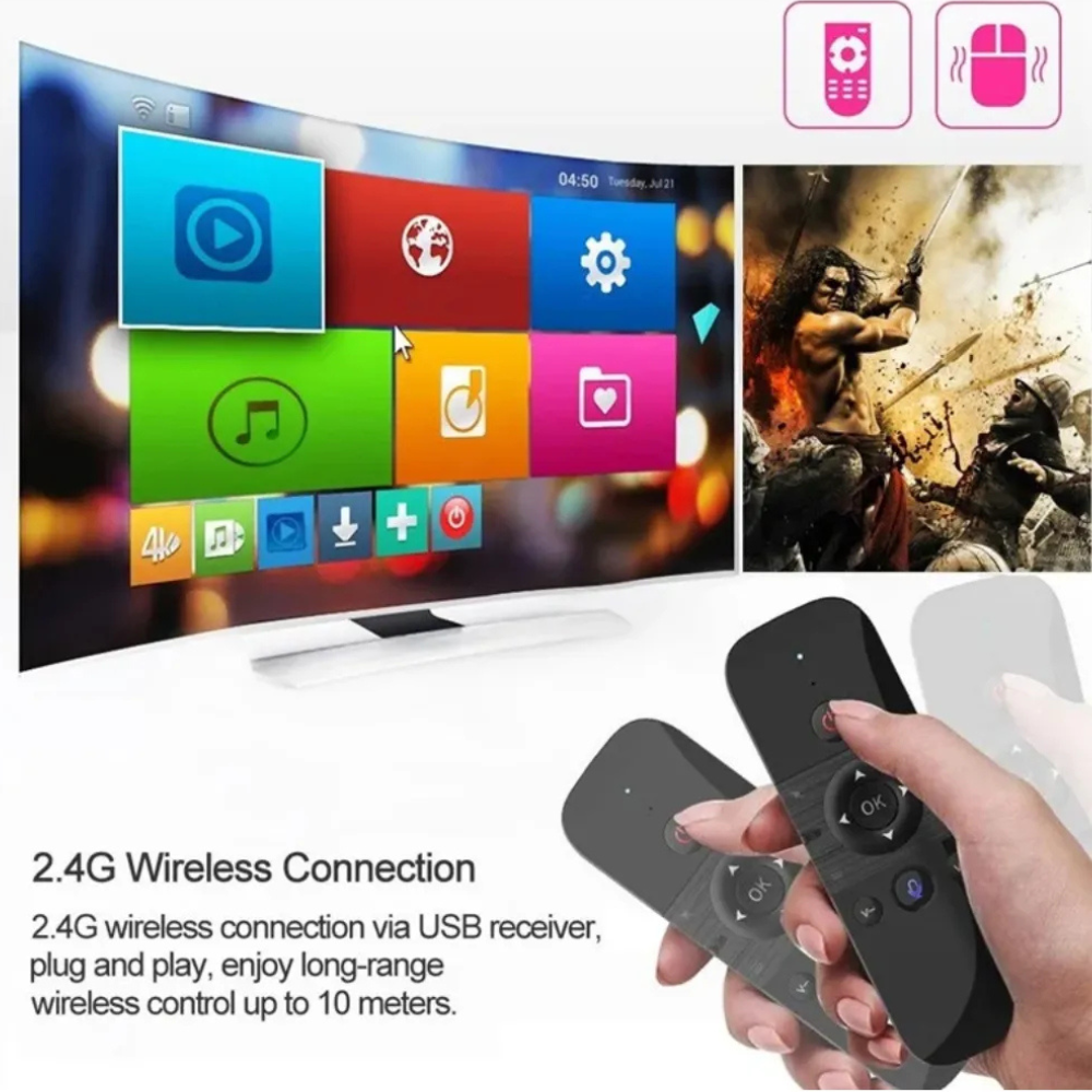 Control Remoto Air Mouse M8 Teclado Voz Retroiluminado Smart TV Box