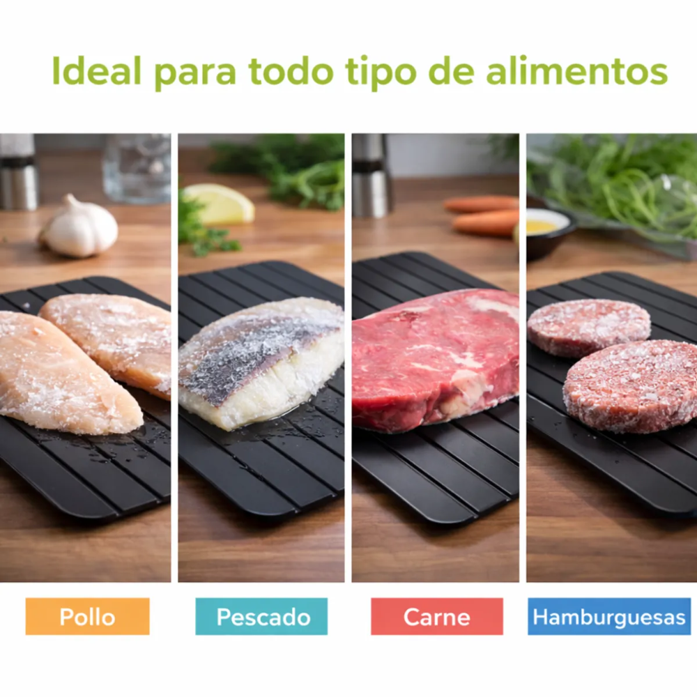 Tabla Descongeladora Rápida Carne Pollo Pescado Termoconductora Negra