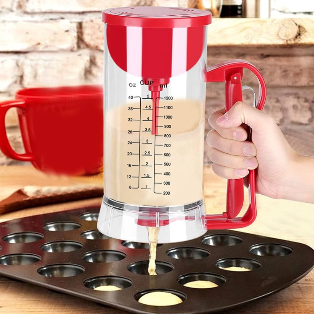 Dispensador Mezclador Masa Pancakes Crepes 2x1 Eléctrico Batidor Pilas