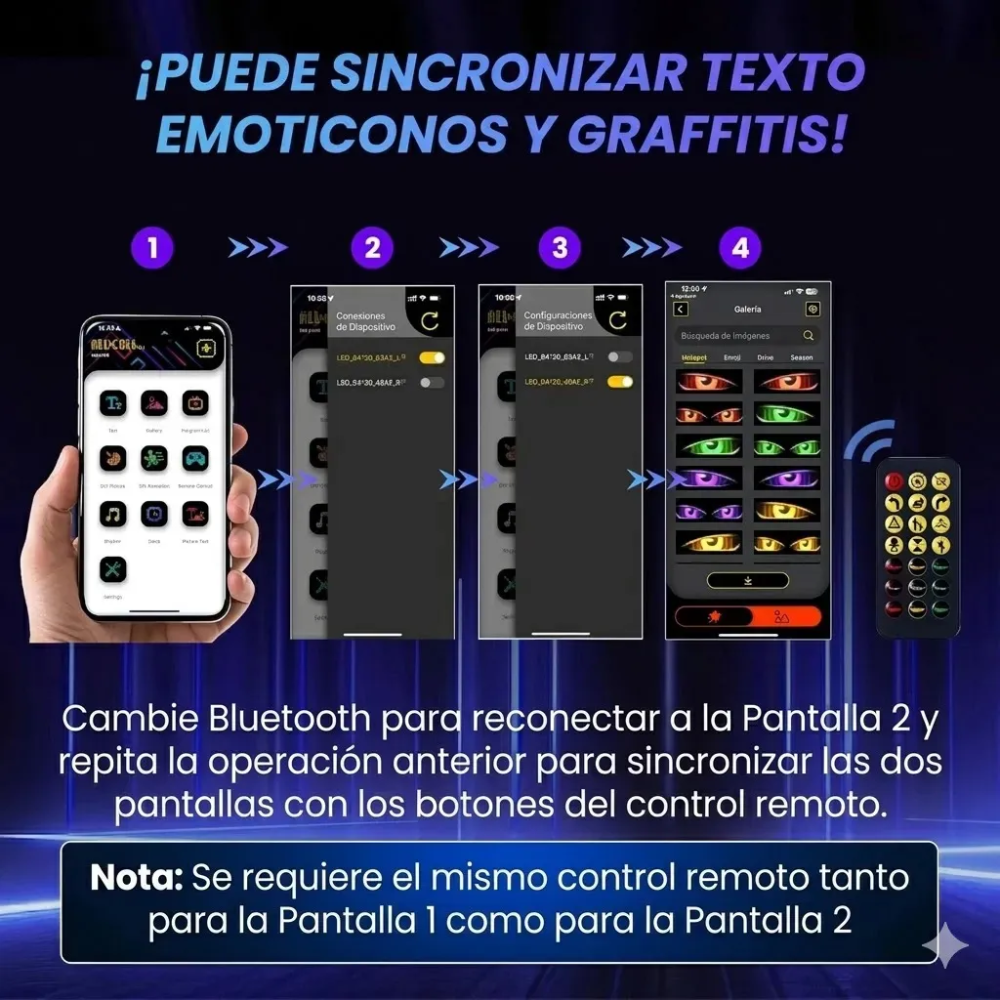 Letrero LED Programable Camión Bus Ojos Pantalla Bluetooth 176x19cm
