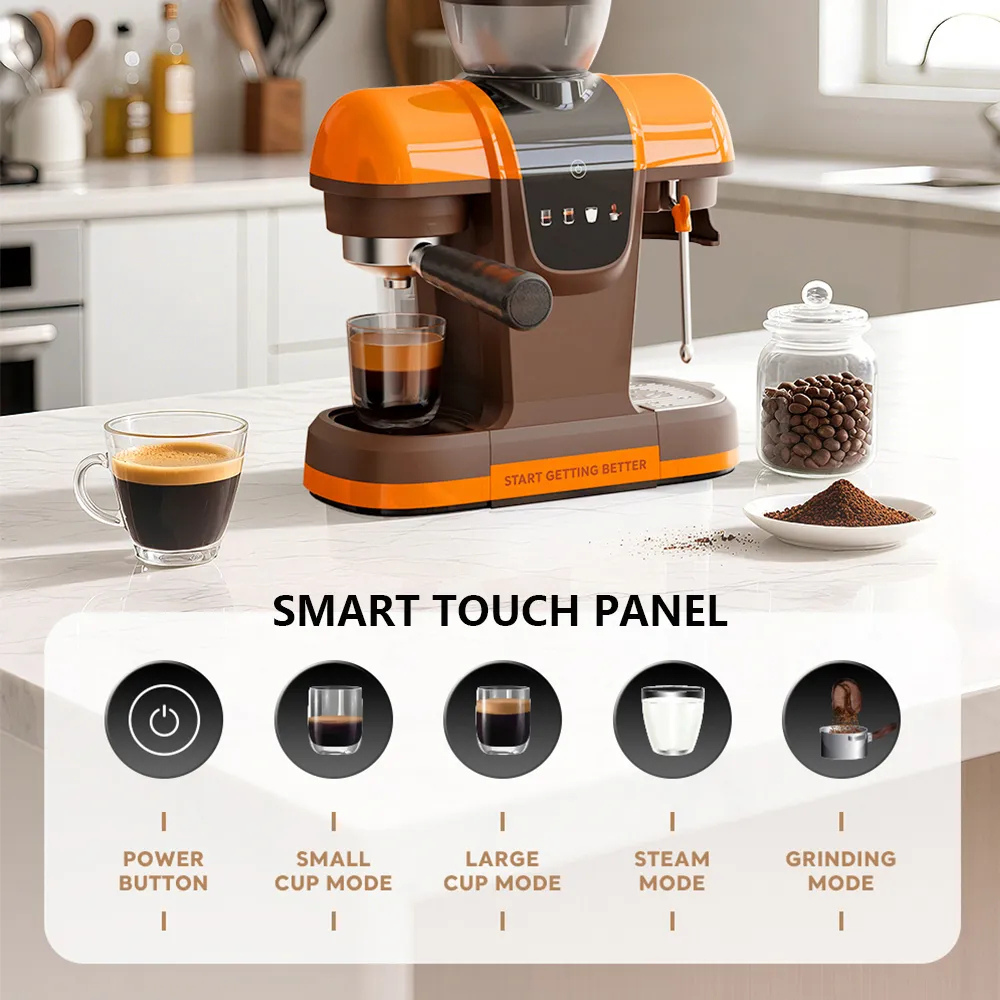 Cafetera Espresso Molino Integrado 20 Bar 1500W Capuchino Latte Negra