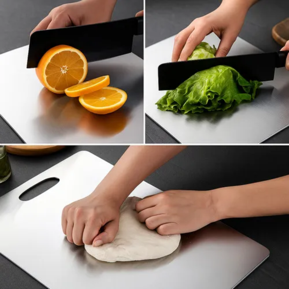 Set 3 Tablas Picar Acero Inoxidable 304 Antibacterial Cocina Carnes