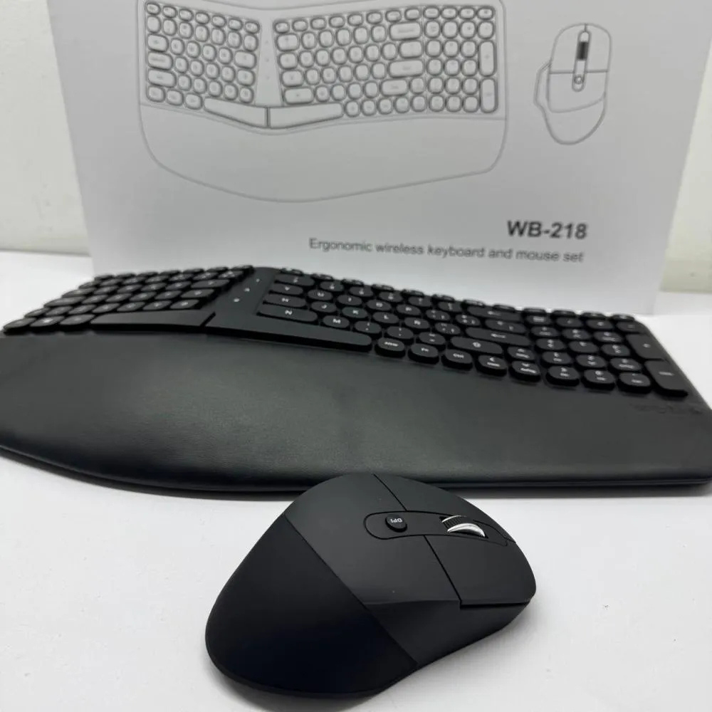 Combo Teclado Mouse Inalámbrico Ergonómico Silencioso Receptor USB