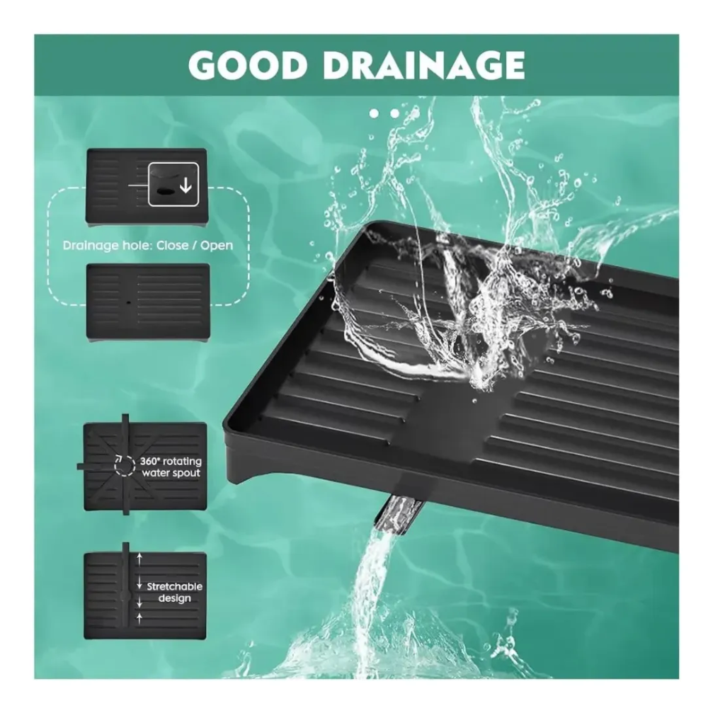 Escurridor Platos Acero Inoxidable 2 Niveles Drenaje 360 Negro Cocina