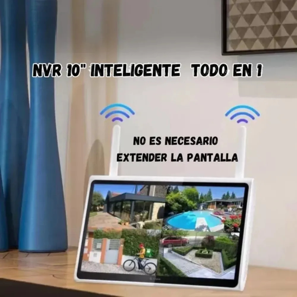 Kit 4 Cámaras Seguridad WiFi Exterior Monitor NVR Visión Nocturna HD