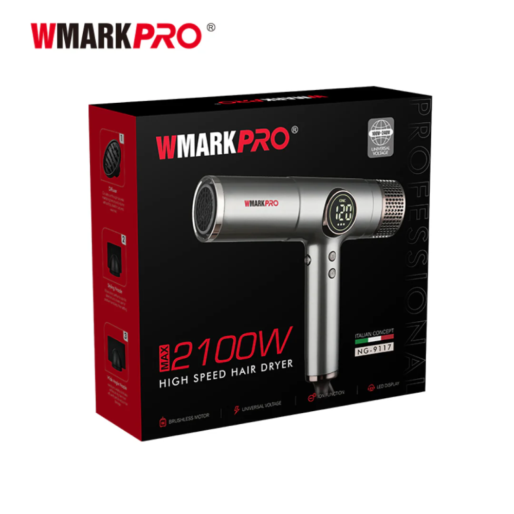 Secador Cabello Profesional WMARK Pro 2100W Silencioso Iónico Digital