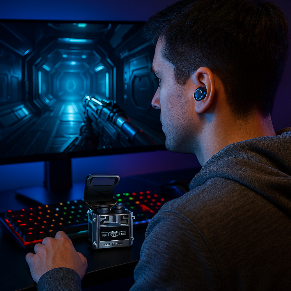 Audífonos Bluetooth Gamer TWS M25 Inalámbricos LED IPX6 Estuche