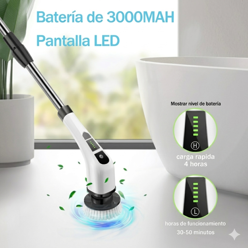 Cepillo Eléctrico Limpieza Giratorio 9 Cabezales Baño Cocina Pisos