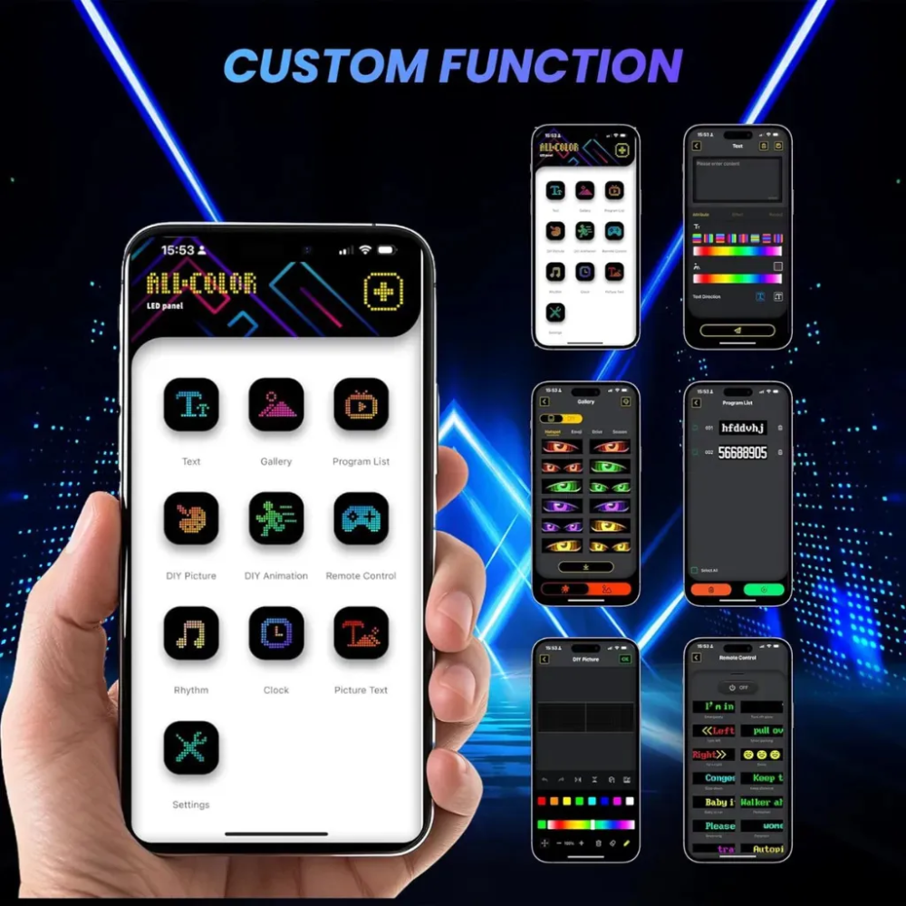 Letrero LED Programable Camión Bus Ojos Pantalla Bluetooth 176x19cm