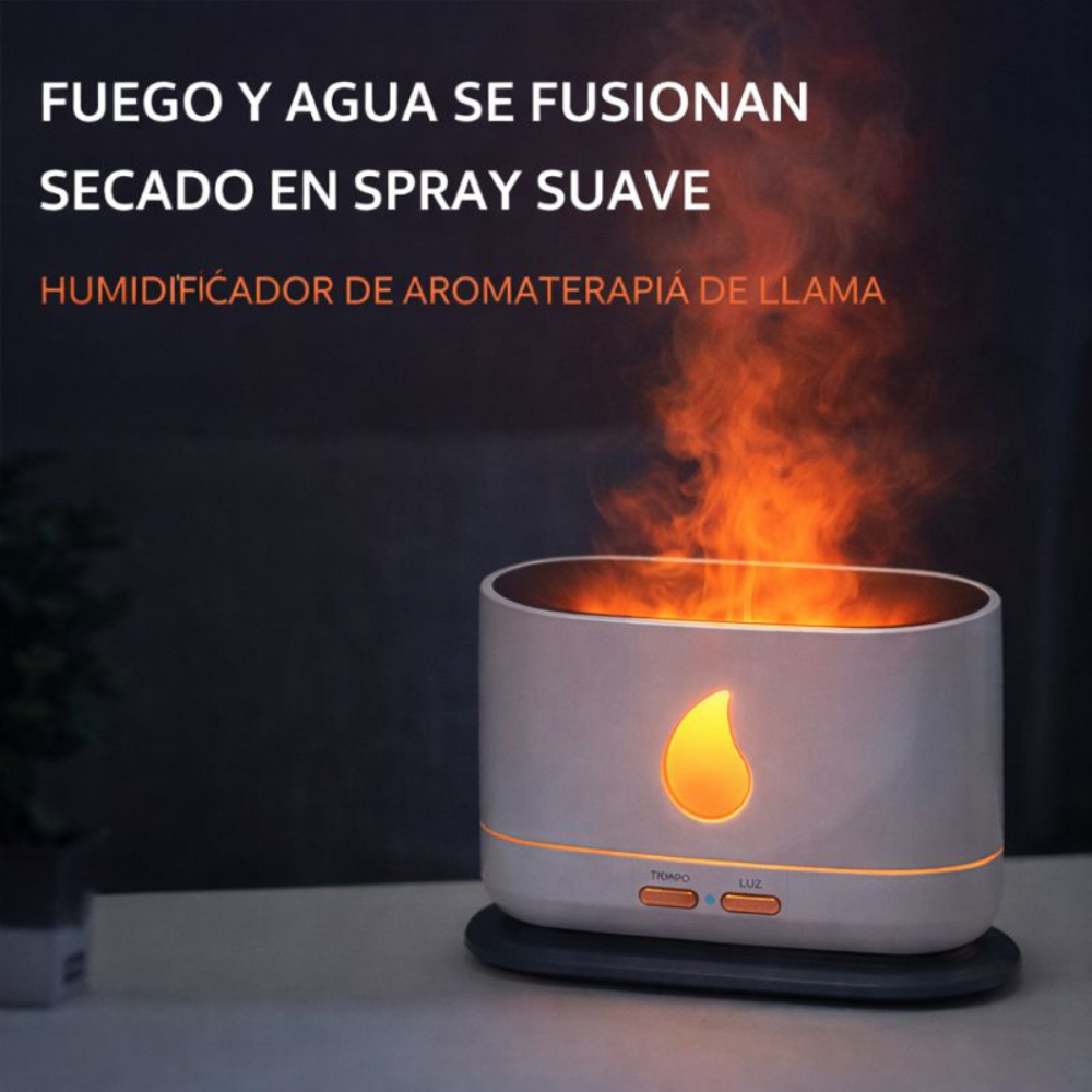 Humidificador Difusor Aromas Efecto Llama A10 Aceites Esenciales LED