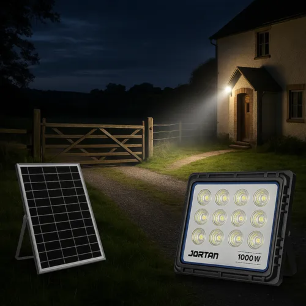 Reflector Solar LED 1000W Jortan Panel Control Remoto IP66 Exterior