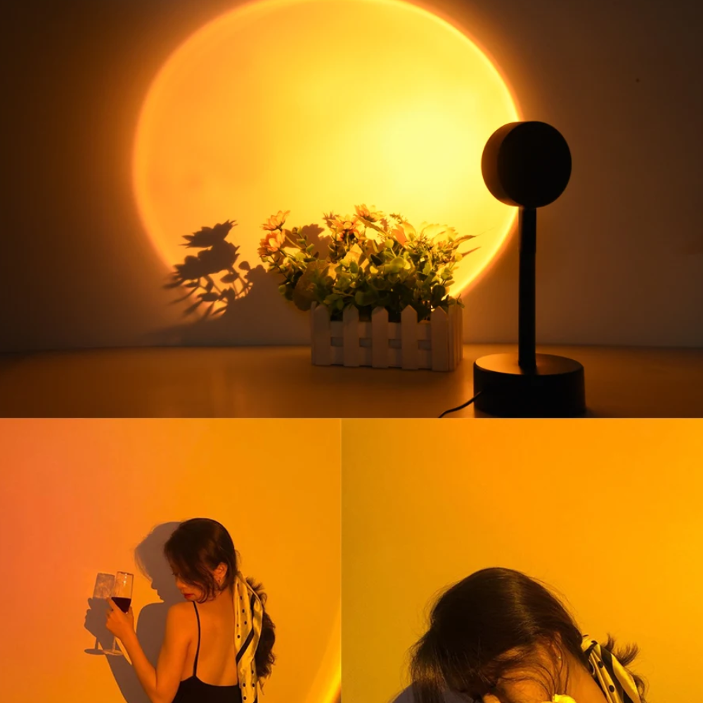 Lámpara Sunset RGB Efecto Atardecer Proyector Luz Decoración Fotos USB