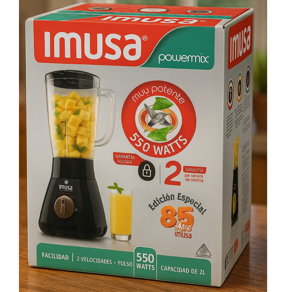Licuadora Imusa Power Mix Plus 550W 2 Velocidades Cuchillas Acero