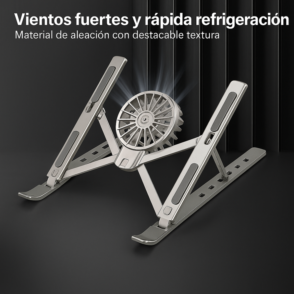 Soporte Portátil Metálico Plegable Ventilador USB Laptop Escritorio