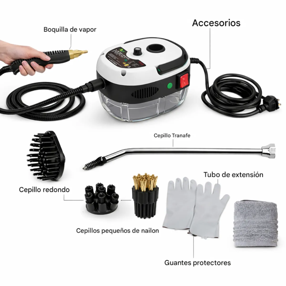 Limpiador Vapor Eléctrico Alta Presión 2500W Portátil Hogar Cocina