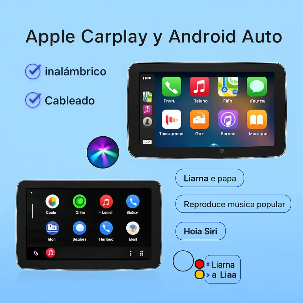 Radio Pantalla Táctil 10 Android Auto CarPlay GPS Cámara Reversa
