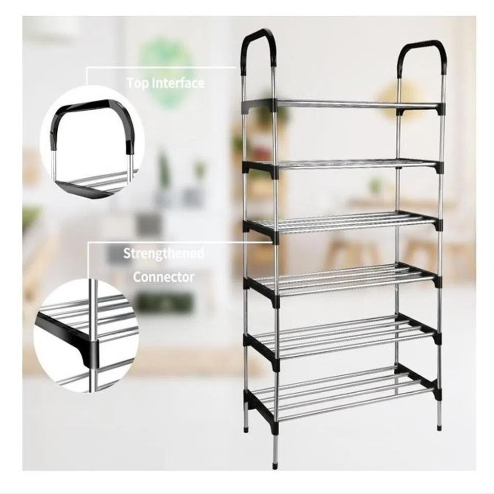 Zapatero Organizador Metálico 6 Niveles 18 Pares Negro Armable Closet