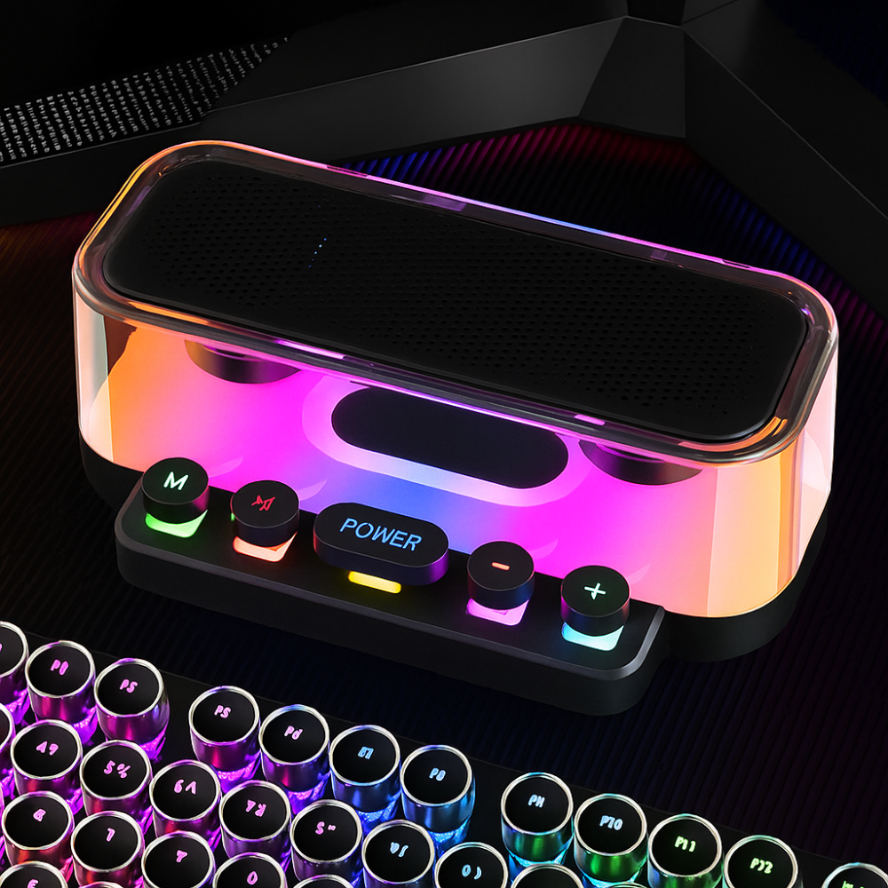 Parlante Bluetooth Z6 RGB Gamer Teclas Mecánicas Transparente Portátil