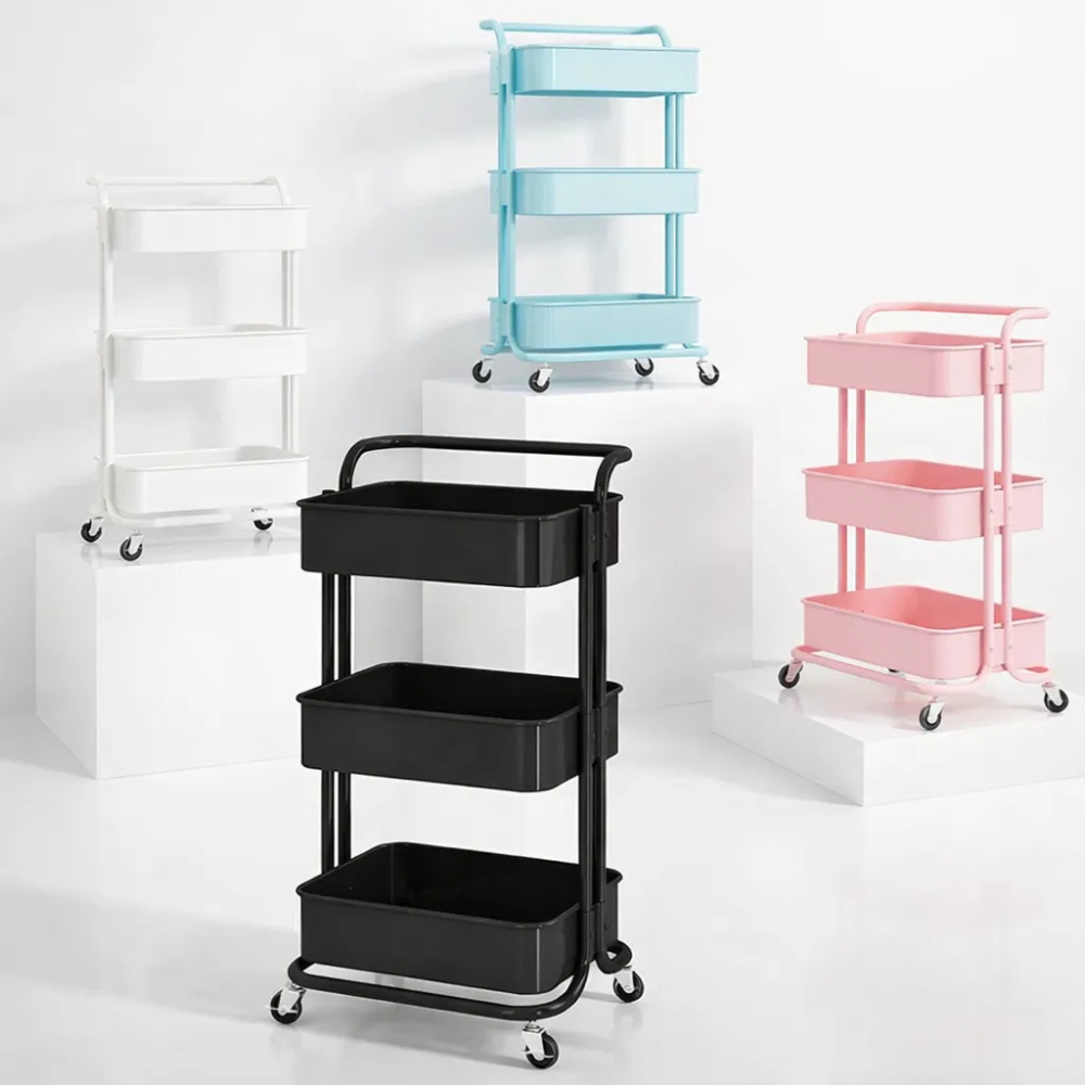 Carro Organizador Metálico 3 Niveles Ruedas Cocina Baño Almacenamiento