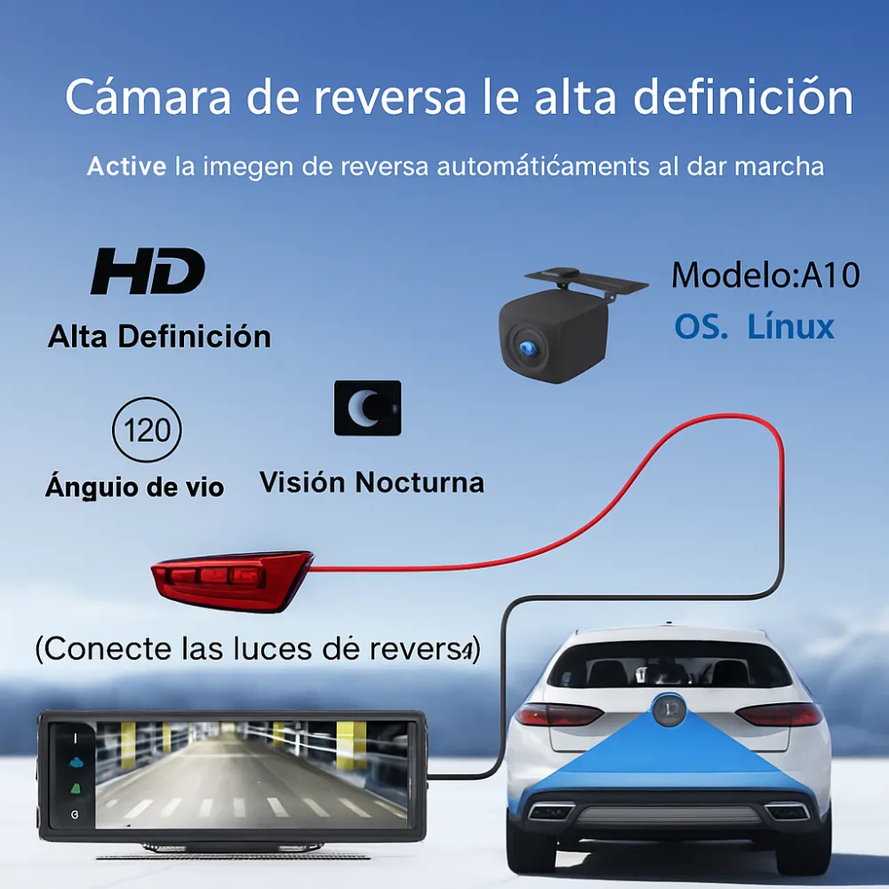 Pantalla Portátil Carro CarPlay Android Auto Inalámbrico 10.26 Cámara