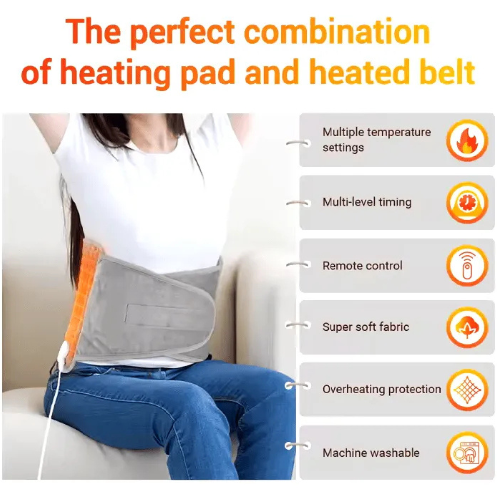 Almohadilla Térmica Eléctrica Cinturón Espalda Abdomen 9 Niveles Calor