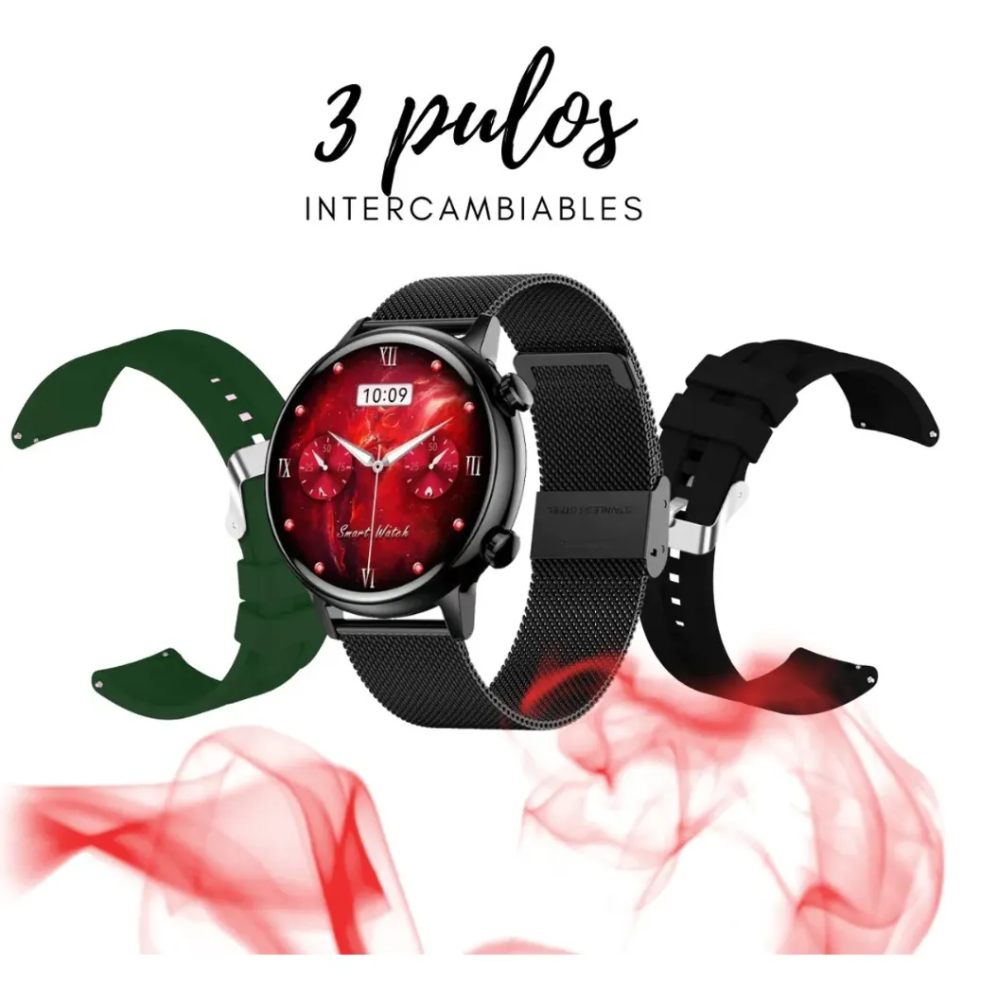 Smartwatch Mujer Elegante G-Tide Malla Milanesa Dorado IP68 Bluetooth