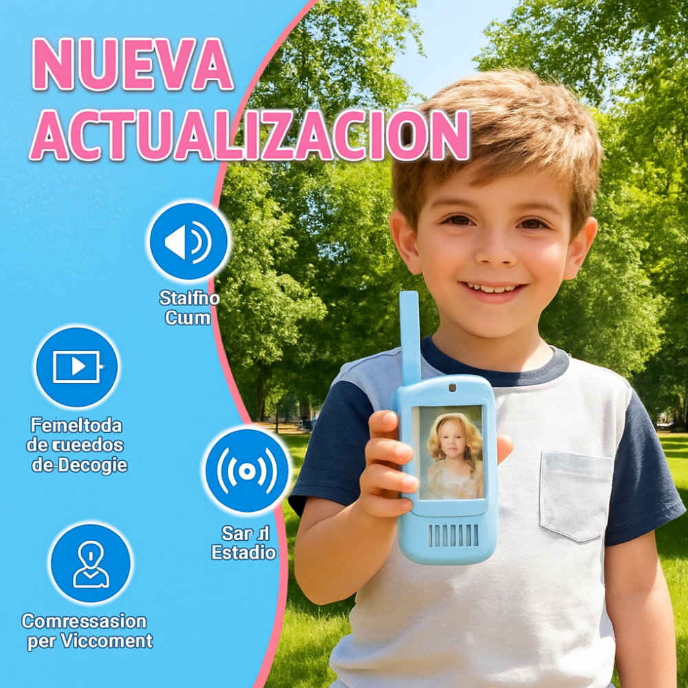 Walkie Talkie Niños Videollamada Pantalla Recargable Tipo C VWK-2 Par