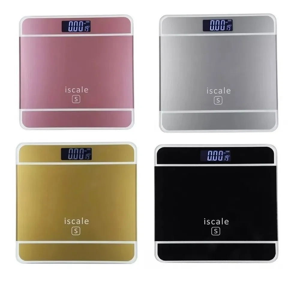 Báscula Peso Digital iScale Vidrio Templado Cuadrada 180kg Baño LCD