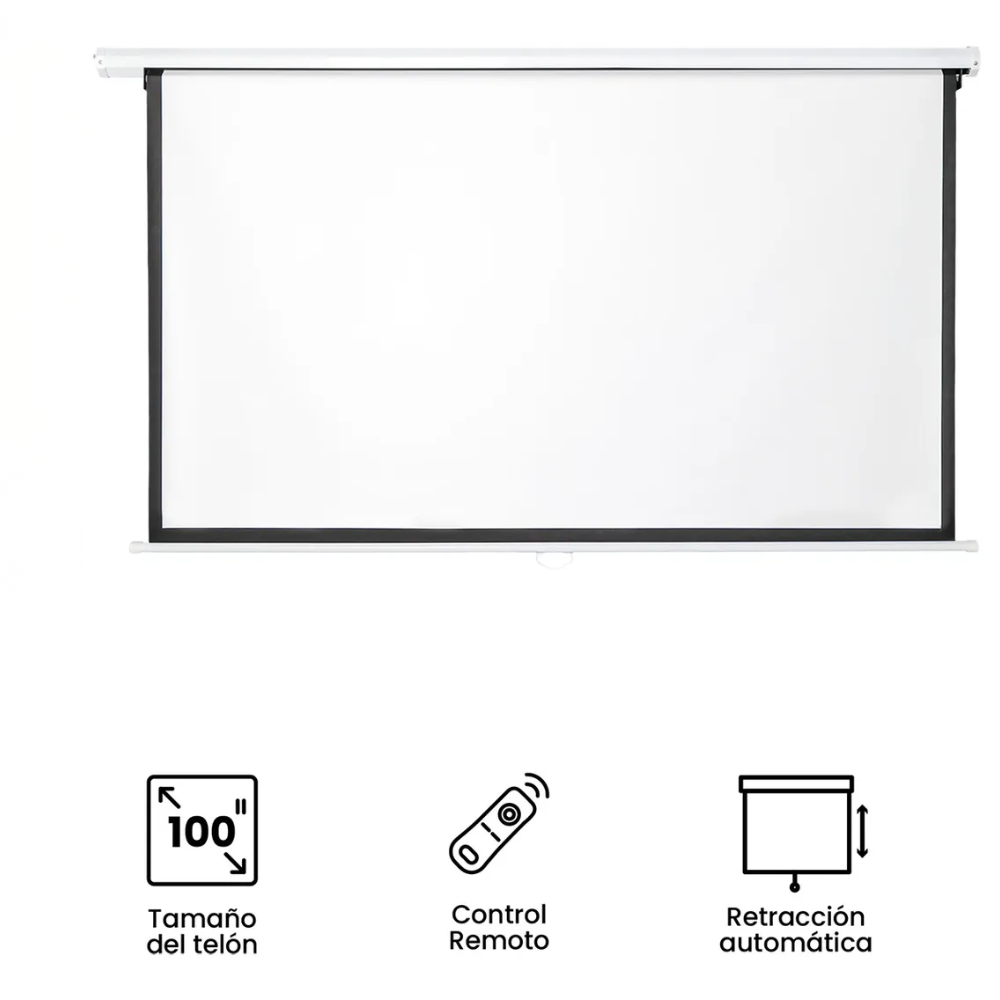 Telón Proyector Motorizado 100 Pulgadas 16:9 Control Remoto Eléctrico