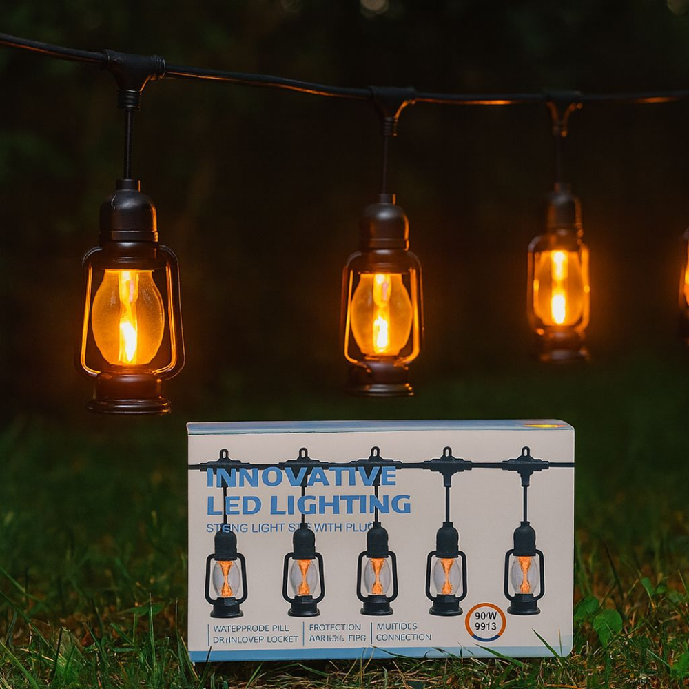 Extensión Bombillos Vintage Solares 10 Faroles LED Exterior Jardín