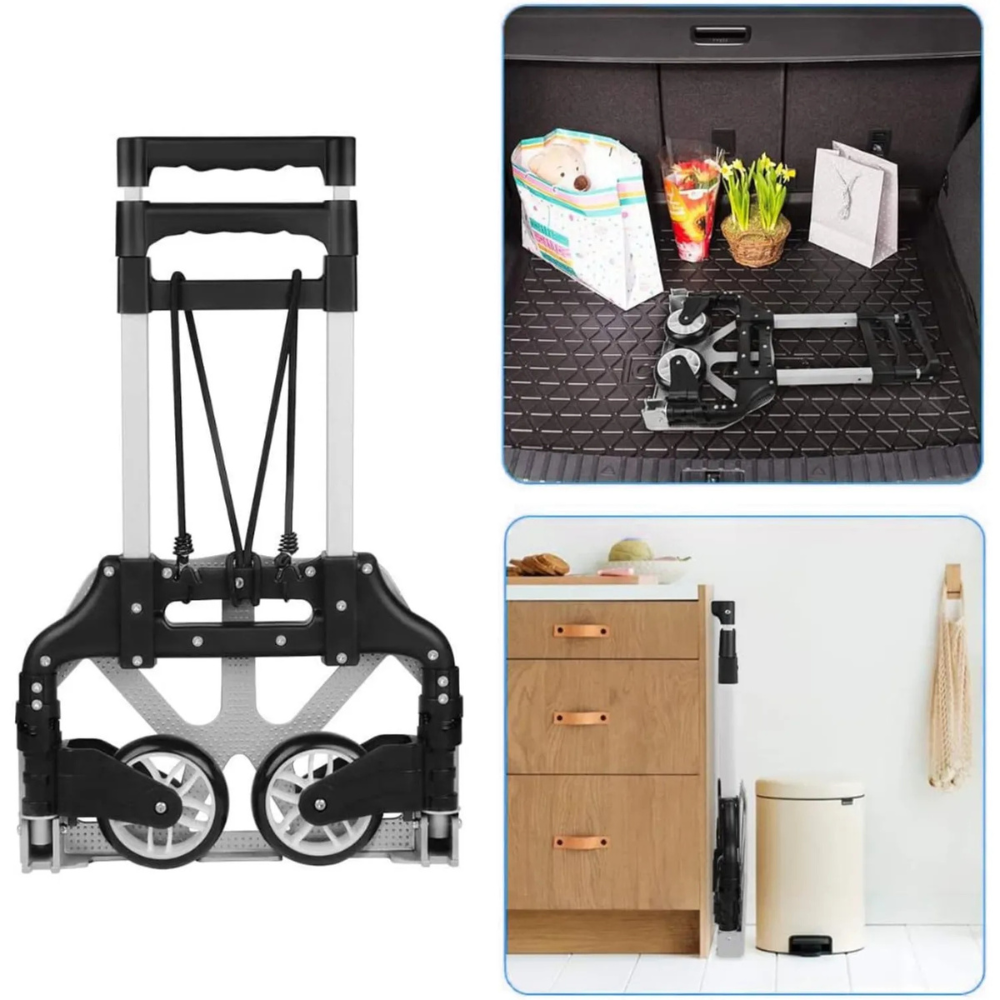 Carretilla Plegable 3 Ruedas Sube Escaleras 80kg Portátil Gomas Carga