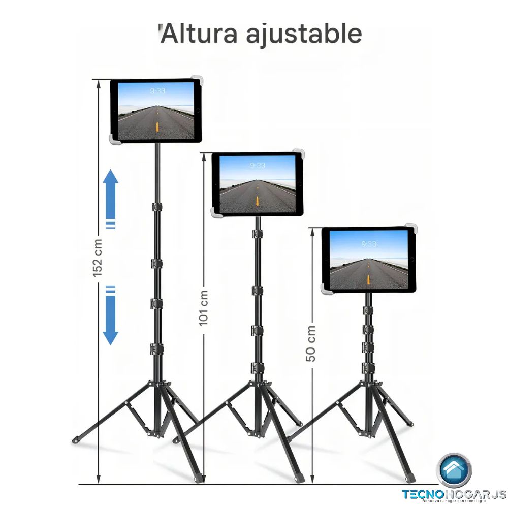 Trípode Soporte iPad Tablet Celular Ajustable 1.50m Aluminio Giratorio