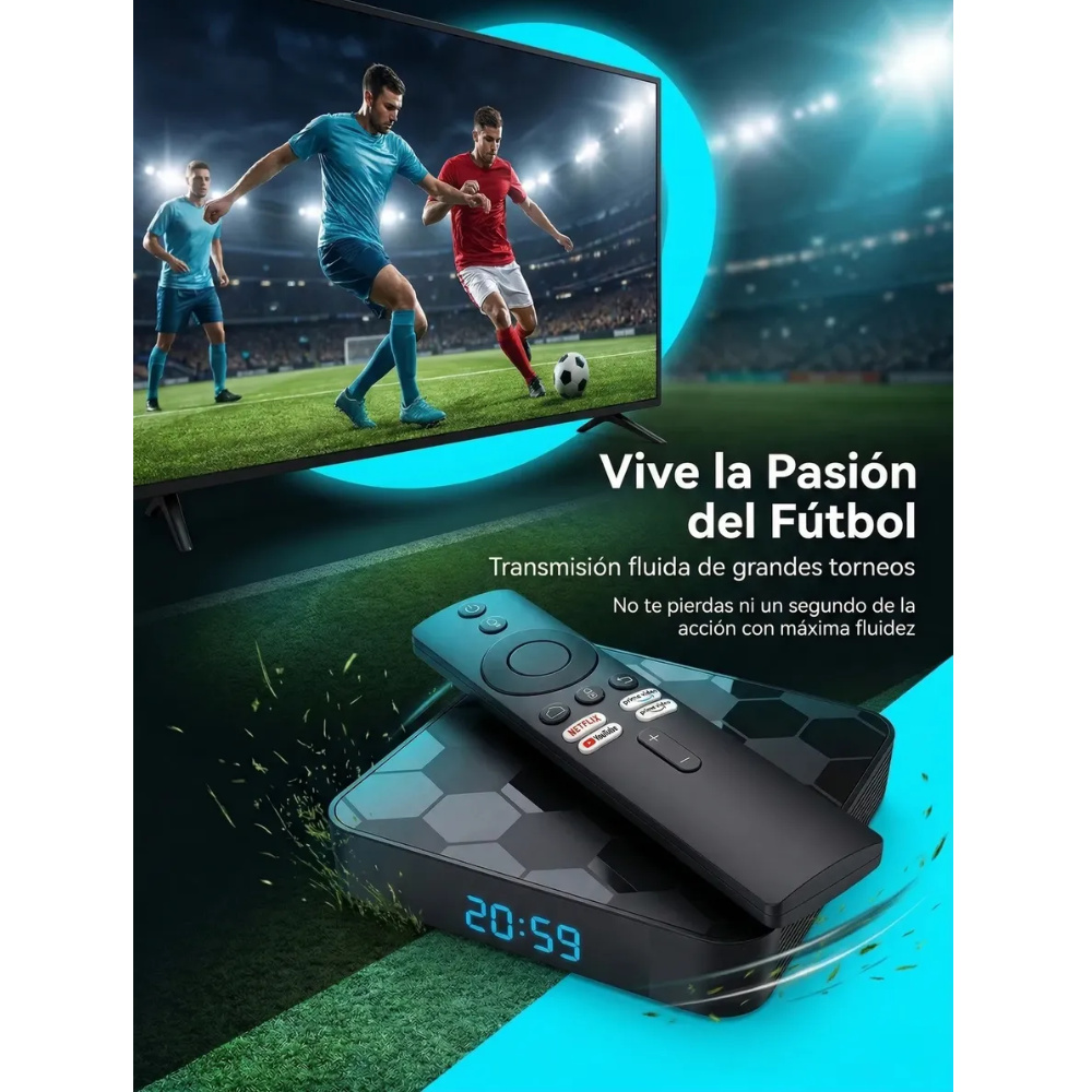 TV Box Android i96 Football Convertidor Smart TV WiFi HDMI Control Voz