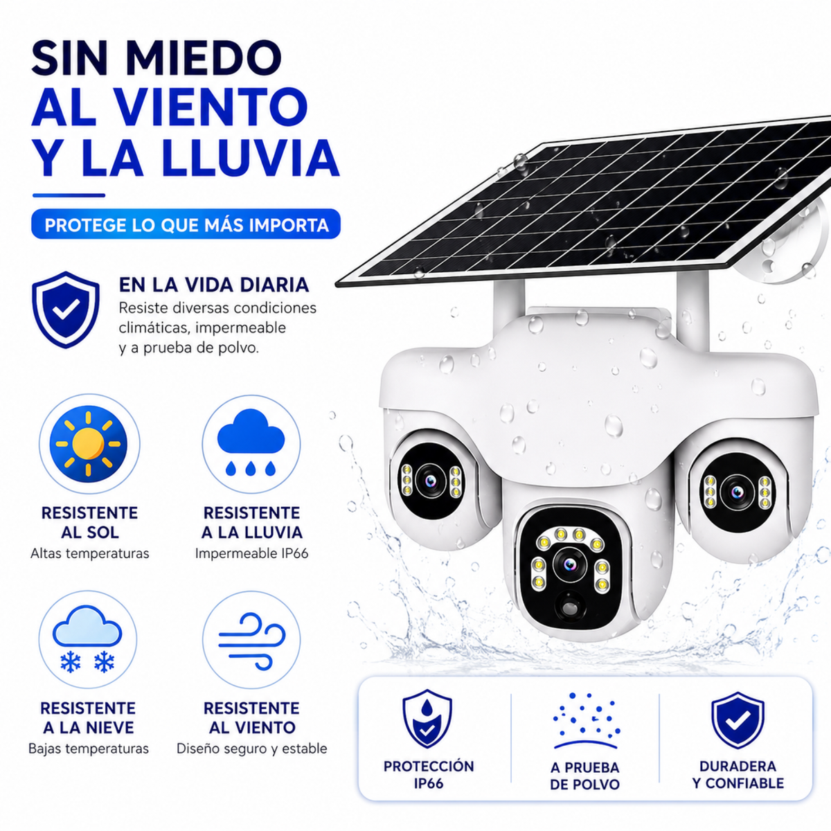 Cámara Solar WiFi 3 Lentes Robótica PTZ 4K Auto Seguimiento V380 IA