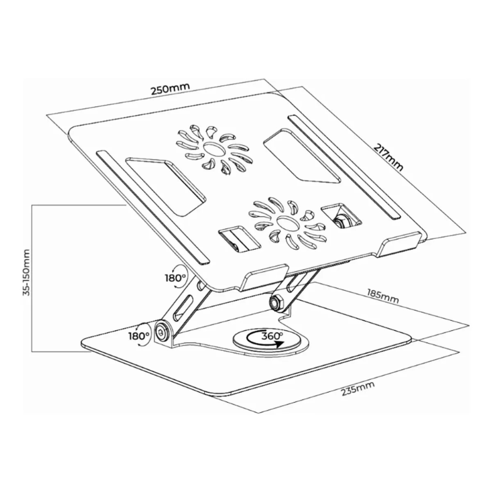 Soporte Portátil Laptop Ajustable 2 Ventiladores Base Refrigerante