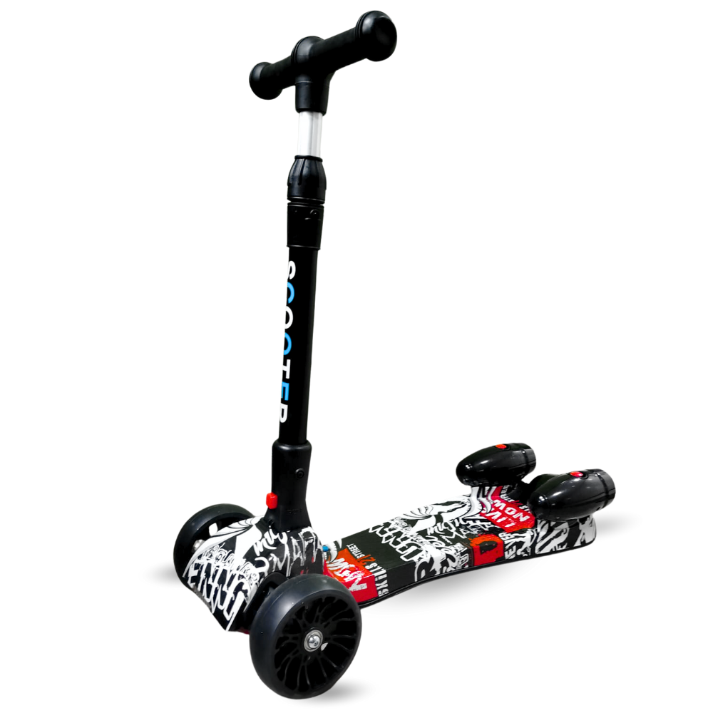 Scooter Niños Humo Niebla Bluetooth Música Luces LED 3 Ruedas Plegable