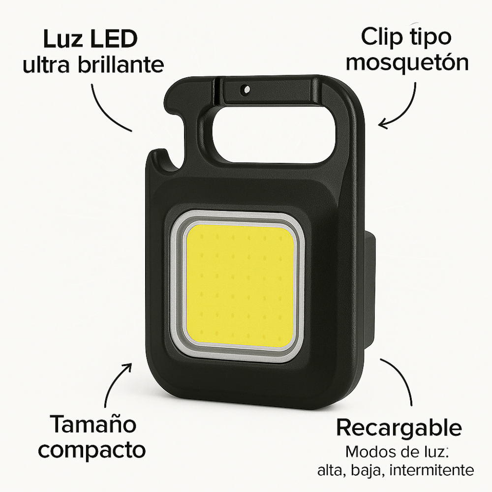 Linterna LED Táctica Recargable Llavero 800 Lúmenes Imán Destapador