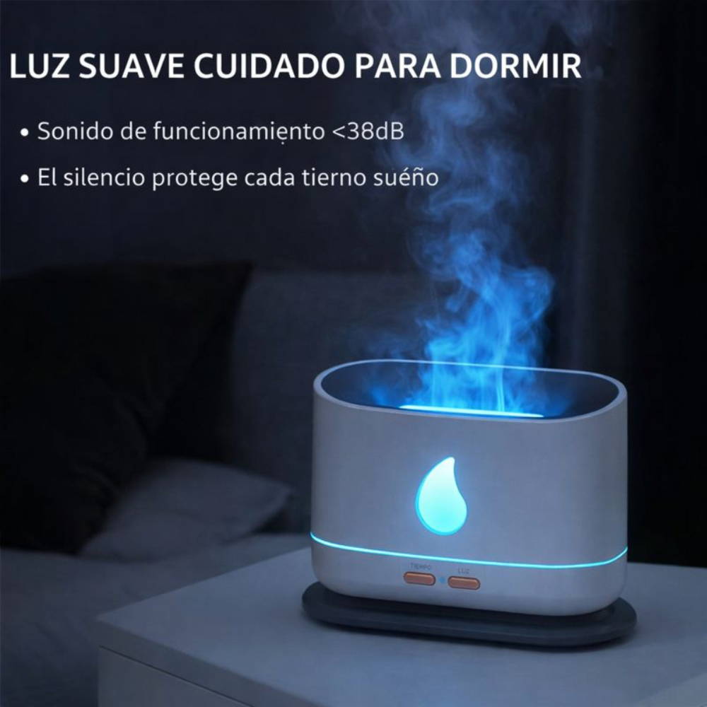 Humidificador Difusor Aromas Efecto Llama A10 Aceites Esenciales LED