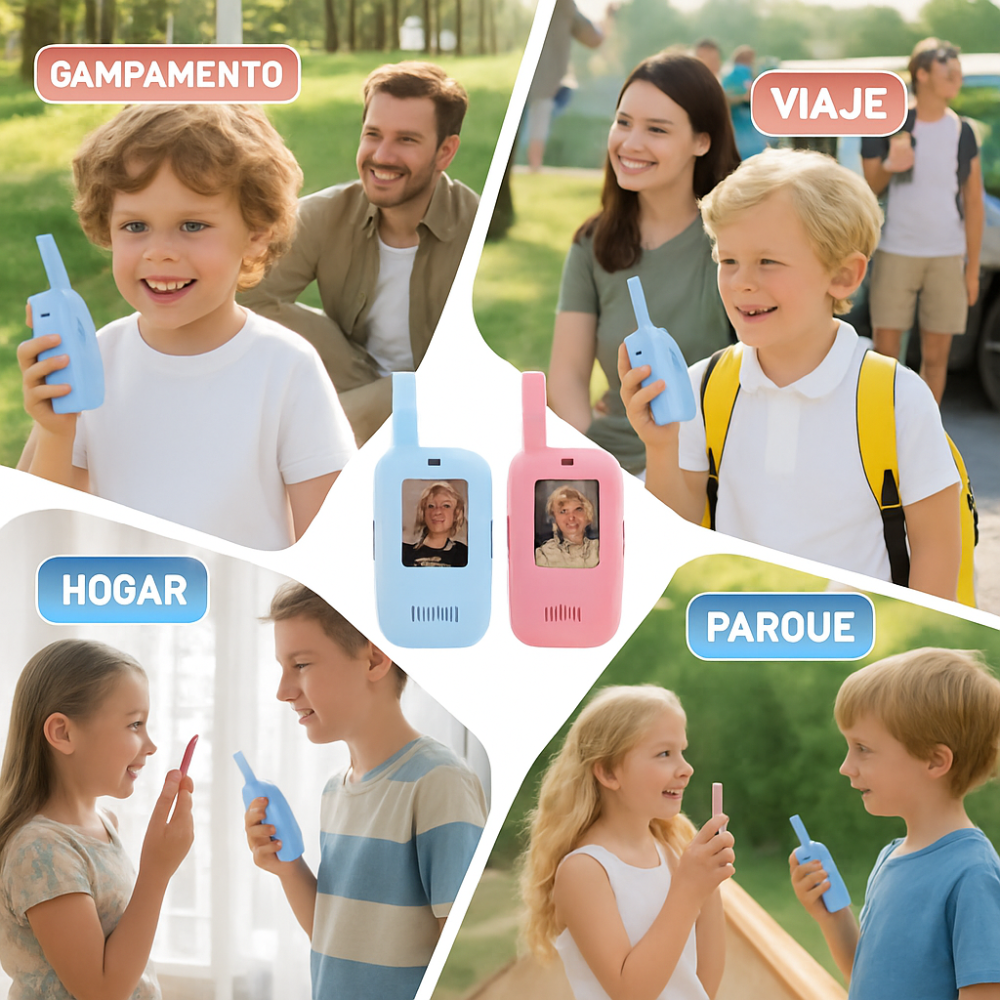 Walkie Talkie Niños Videollamada Pantalla Recargable Tipo C VWK-2 Par