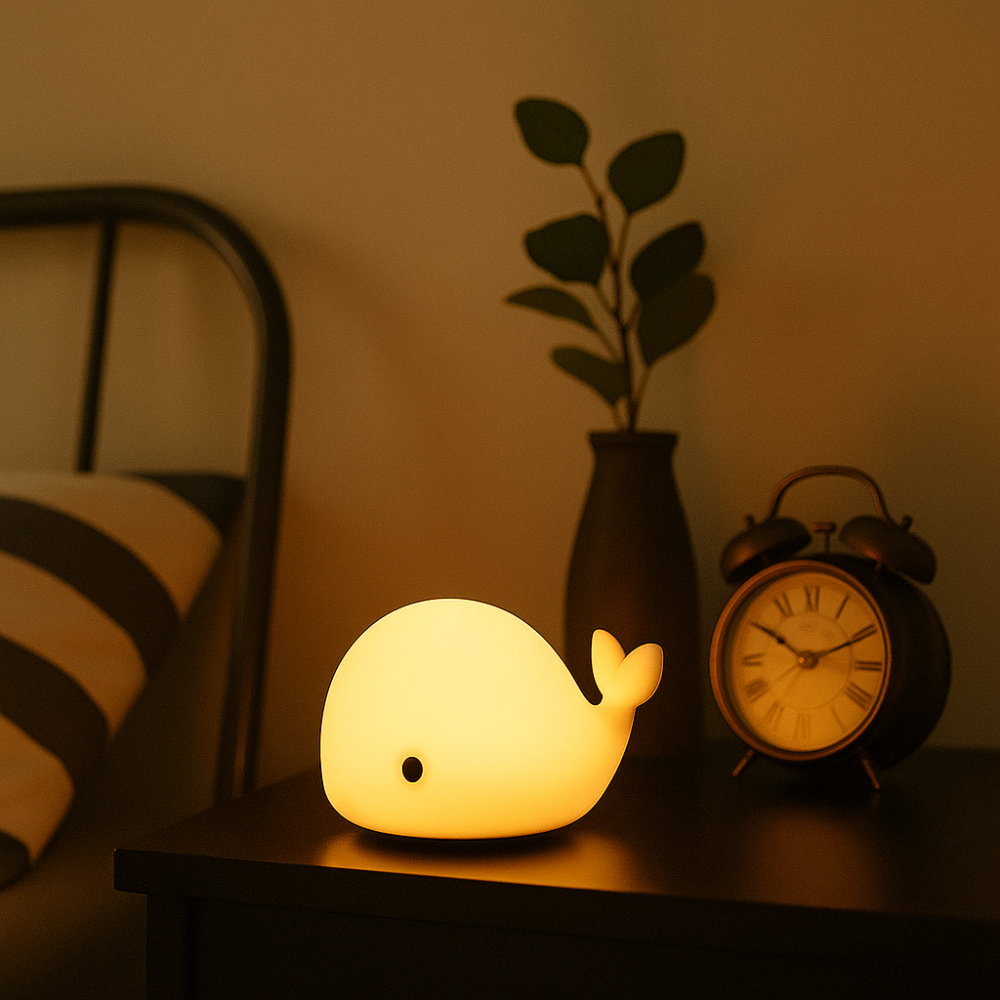 Lámpara Nocturna Infantil Ballena Silicona LED Multicolor Recargable