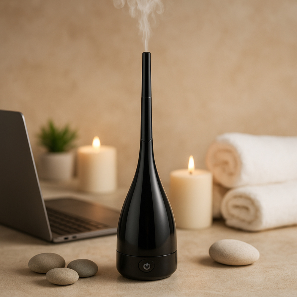 Humidificador Difusor Aromas 3.2 Litros Ultrasónico Jarrón Negro LED