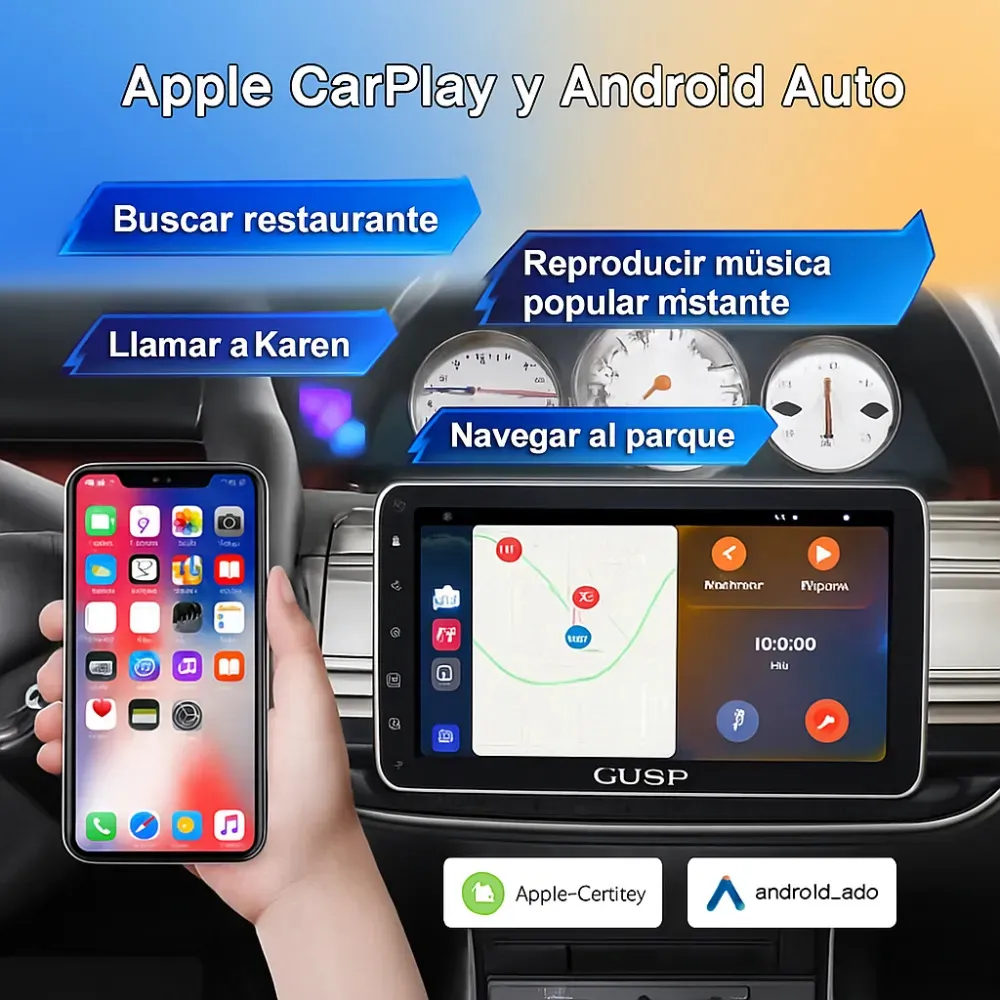 Radio Pantalla Táctil 10 Android Auto CarPlay GPS Cámara Reversa