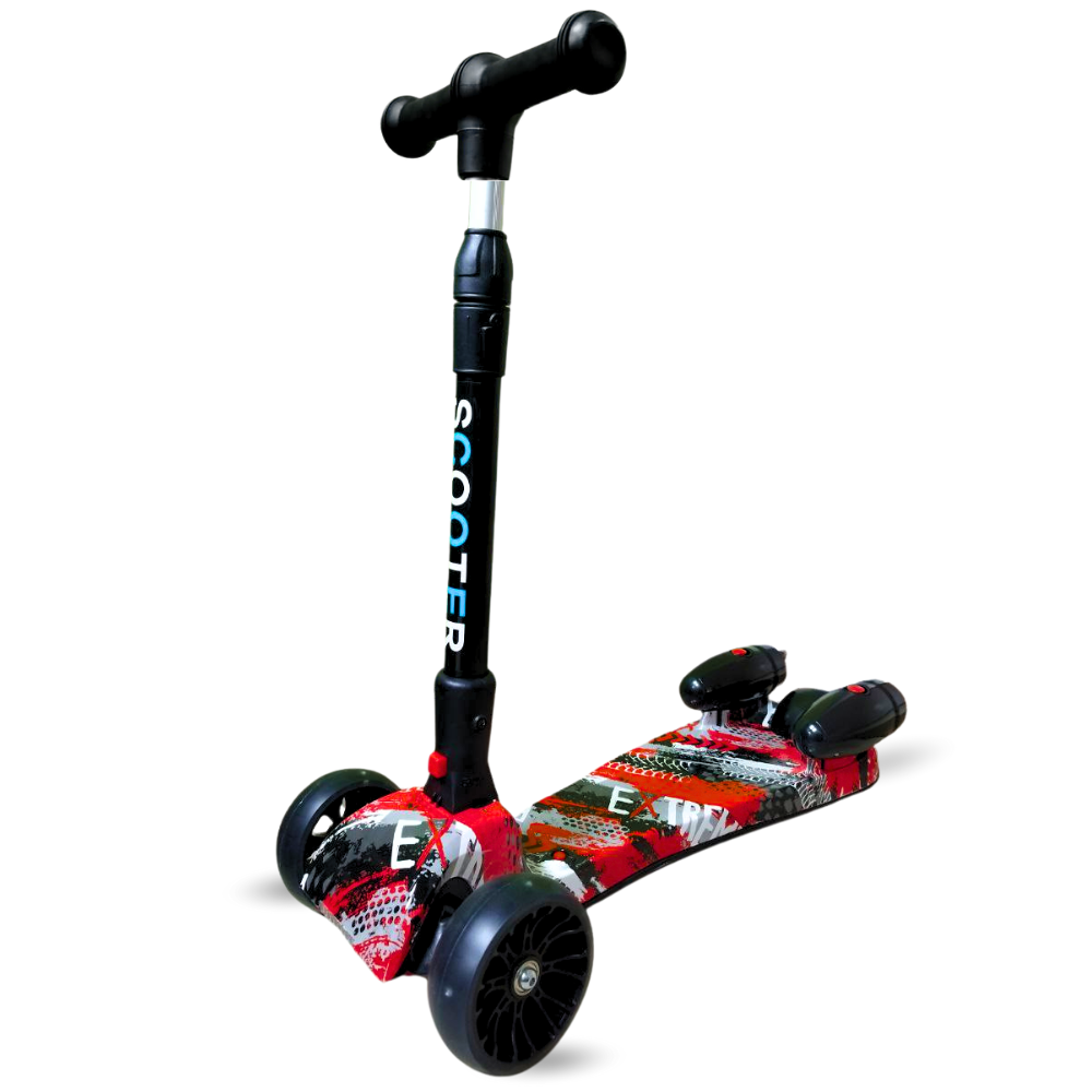 Scooter Niños Humo Niebla Bluetooth Música Luces LED 3 Ruedas Plegable