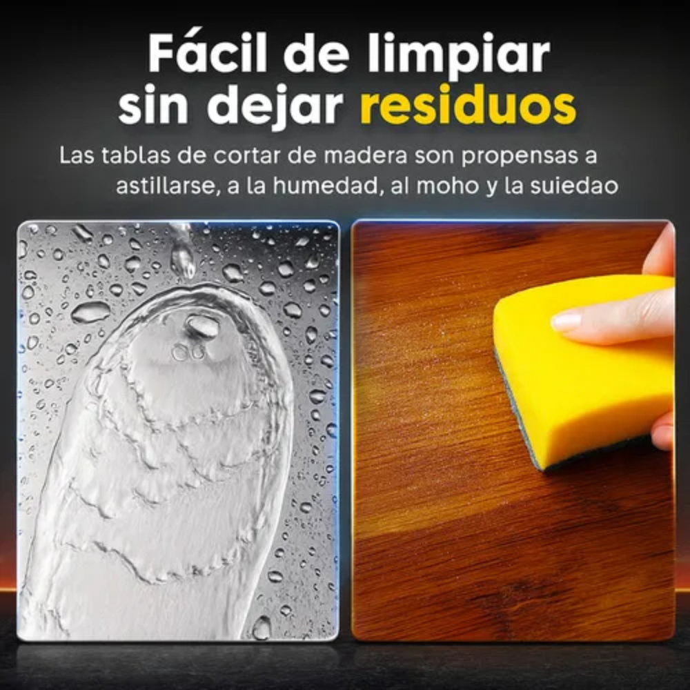 Set 3 Tablas Picar Acero Inoxidable 304 Antibacterial Cocina Carnes