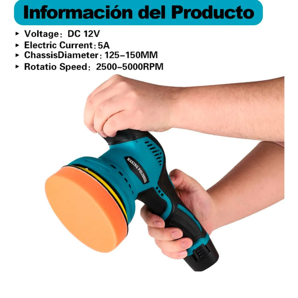 Pulidora Inalámbrica It-Blue 12V Polichadora Carro 2 Baterías Pomo