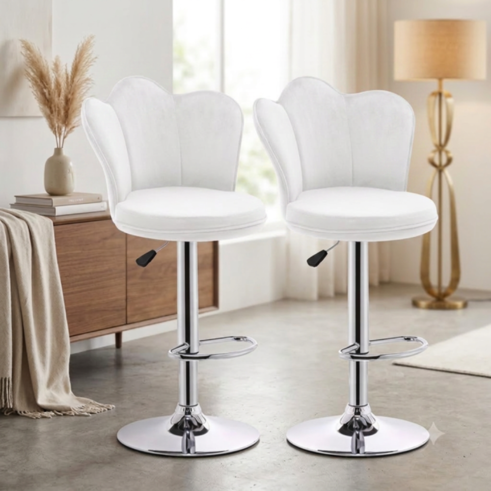 Silla Bar Alta Giratoria Terciopelo Base Dorada Butaco Isla Cocina