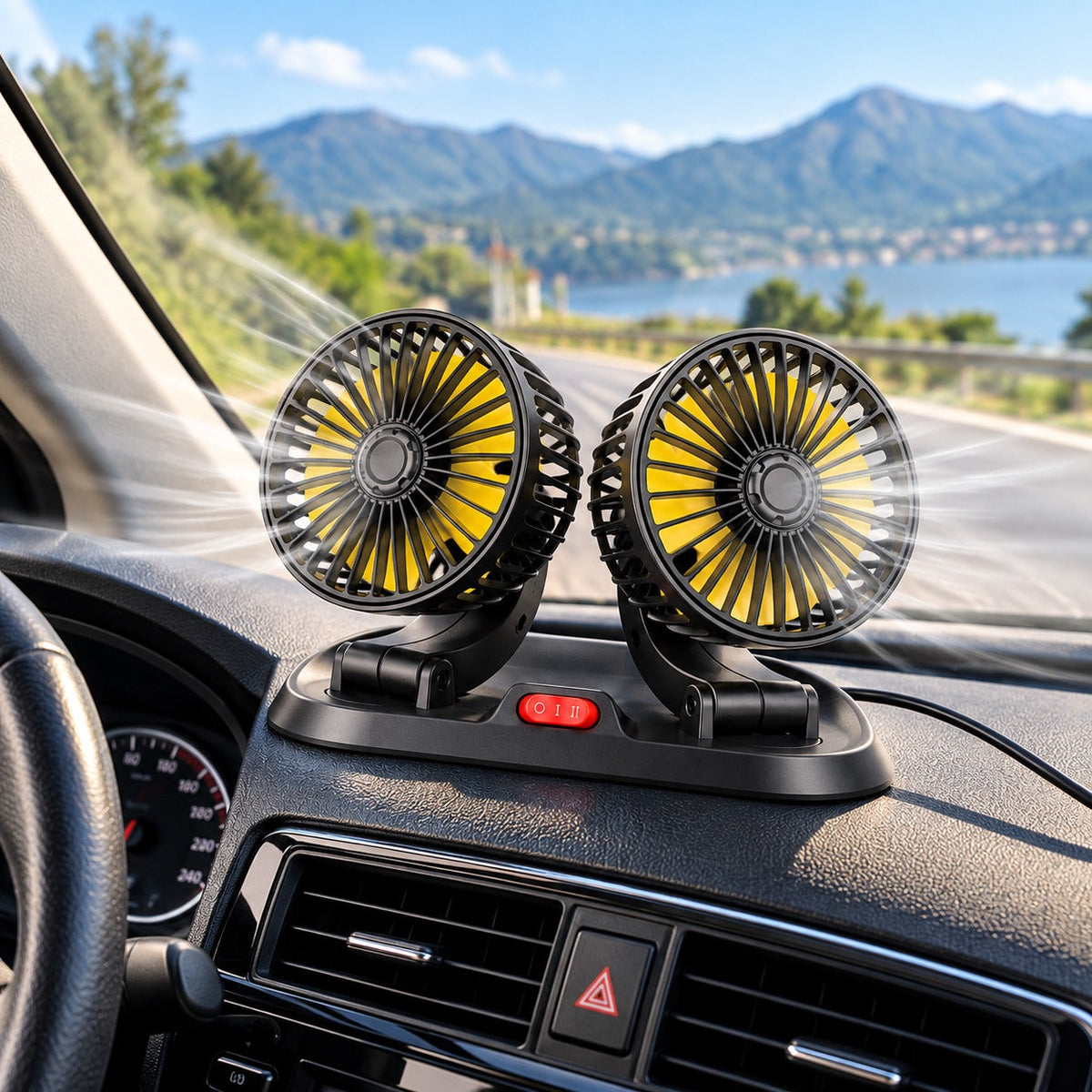 Ventilador Doble Carro USB Cabezal Giratorio 3 Velocidades Aroma