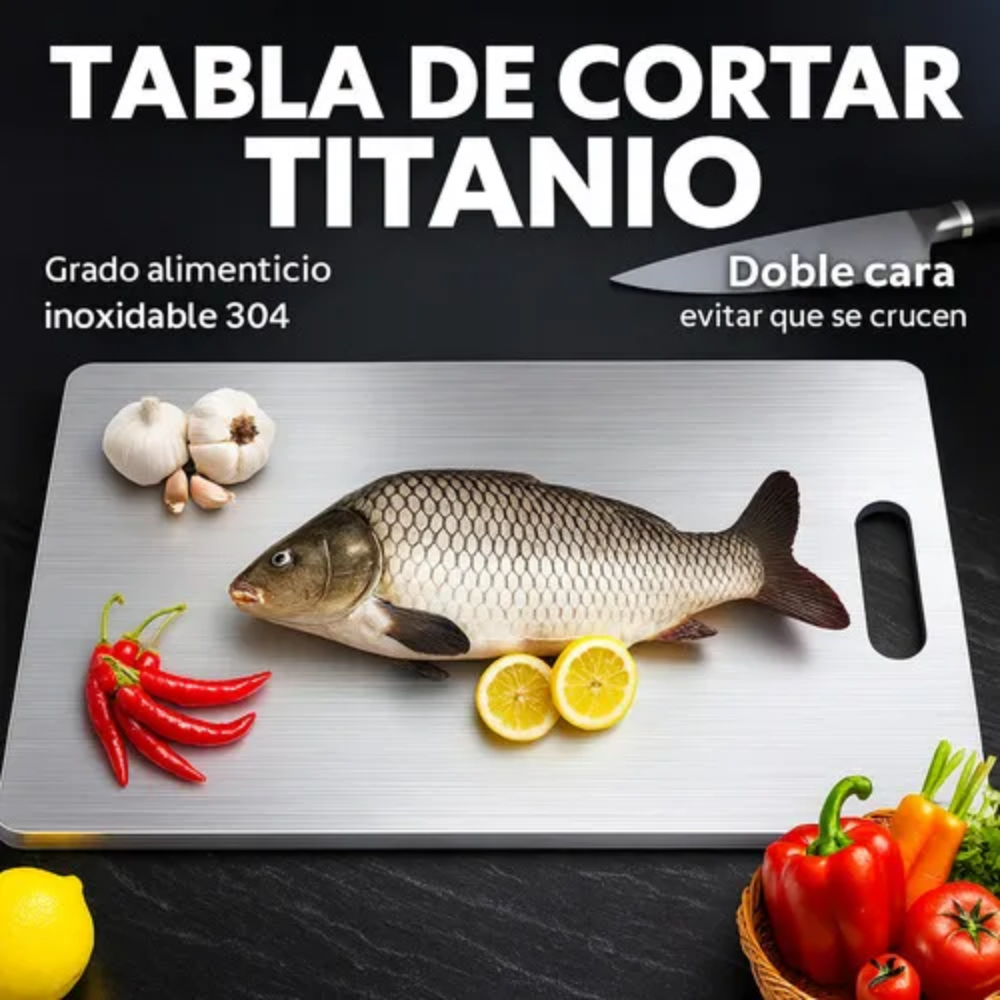 Set 3 Tablas Picar Acero Inoxidable 304 Antibacterial Cocina Carnes