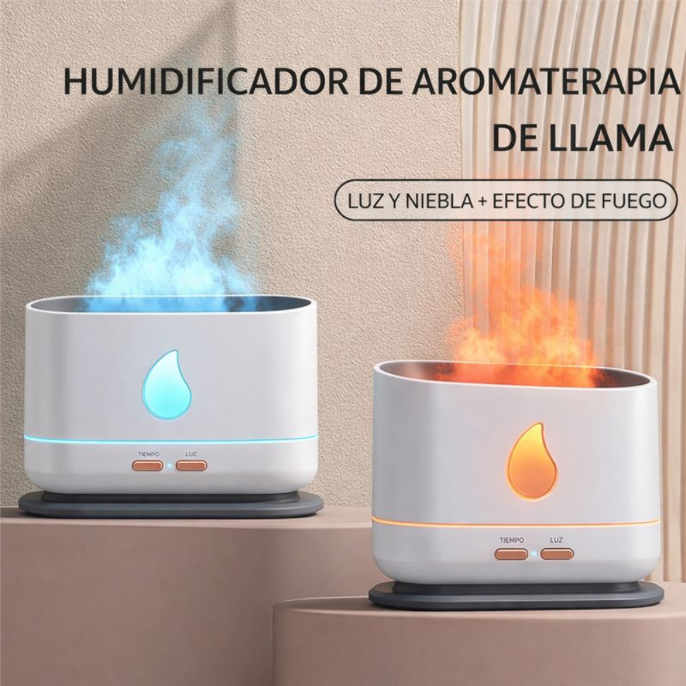 Humidificador Difusor Aromas Efecto Llama A10 Aceites Esenciales LED